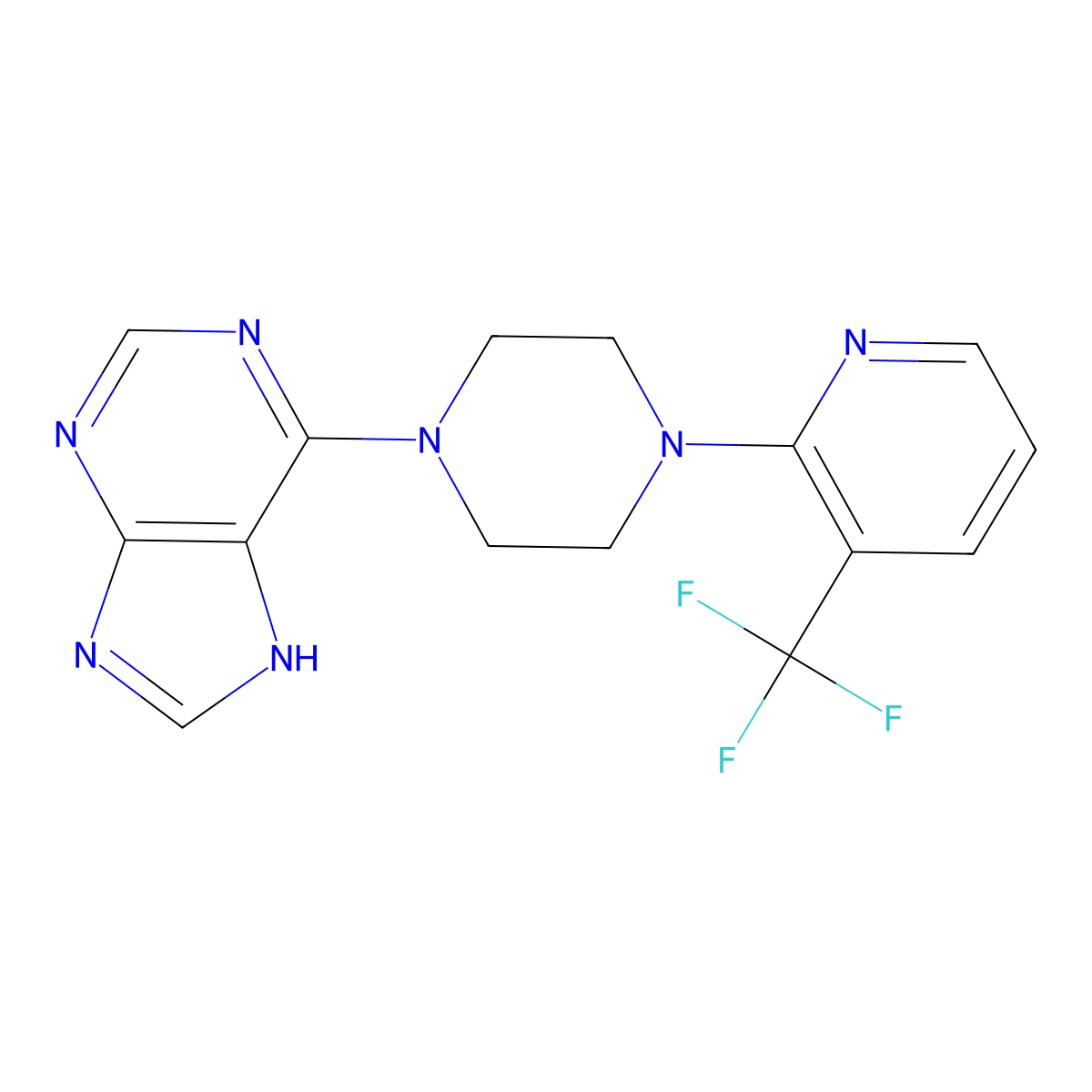 6-(4-(3-(trifluoromethyl)pyridin-2-yl)piperazin-1-yl)-9H-purine molecular structure, CAS 537667-22-4