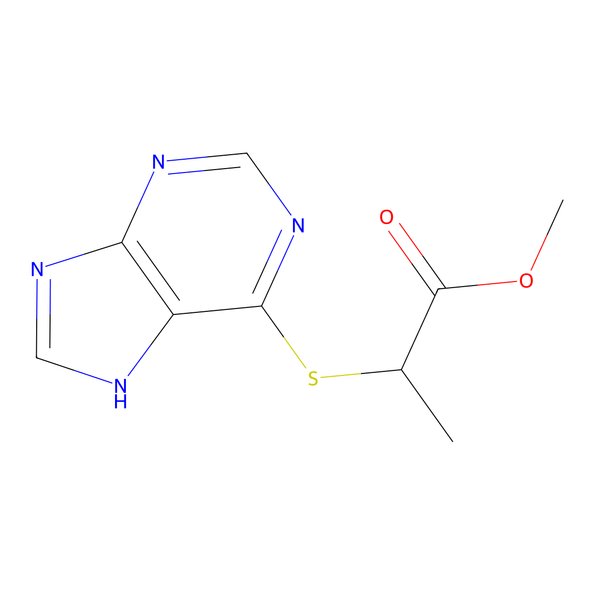 methyl 2-((9H-purin-6-yl)thio)propanoate molecular structure, CAS 537667-63-3