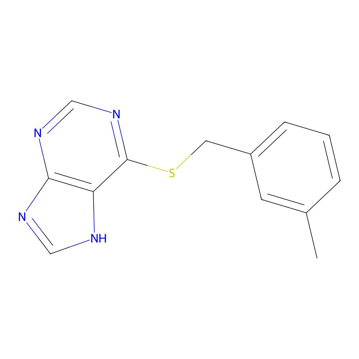 6-[(3-methylphenyl)methylsulfanyl]-7H-purine molecular structure, CAS 537667-64-4