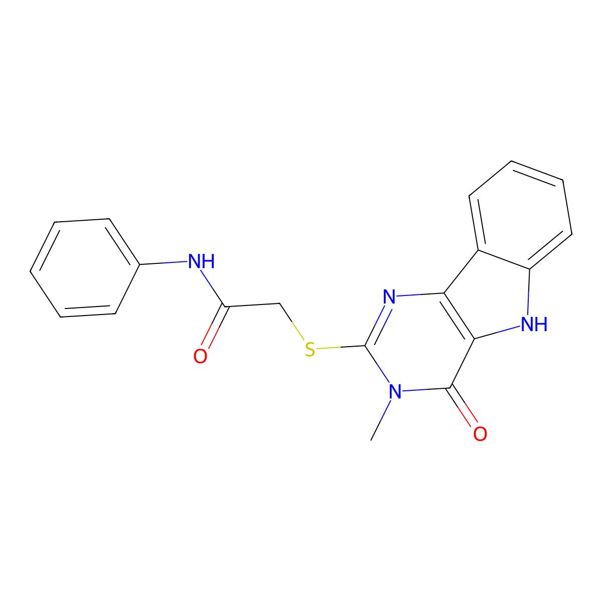 2-((3-methyl-4-oxo-4,5-dihydro-3H-pyrimido[5,4-b]indol-2-yl)thio)-N-phenylacetamide molecular structure, CAS 537667-81-5
