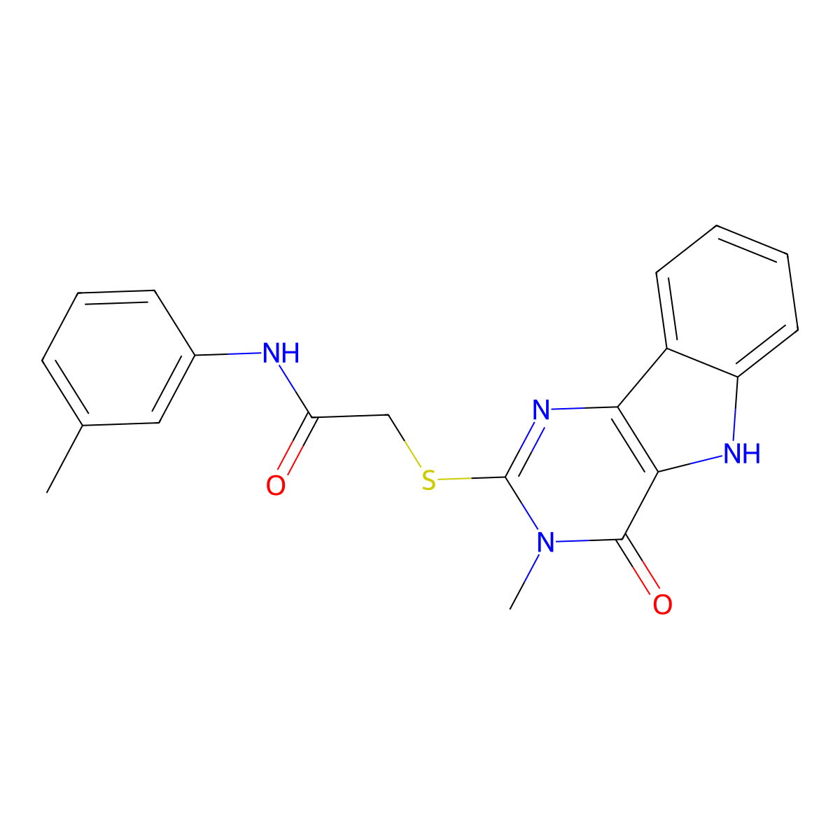 2-[(3-methyl-4-oxo-5H-pyrimido[5,4-b]indol-2-yl)sulfanyl]-N-(3-methylphenyl)acetamide molecular structure, CAS 537667-87-1