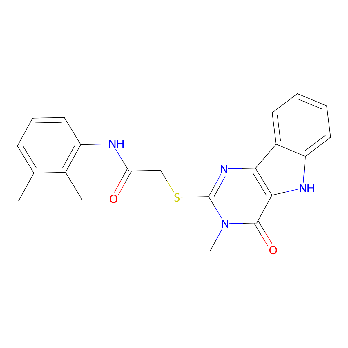 N-(2,3-dimethylphenyl)-2-[(3-methyl-4-oxo-5H-pyrimido[5,4-b]indol-2-yl)sulfanyl]acetamide molecular structure, CAS 537667-89-3