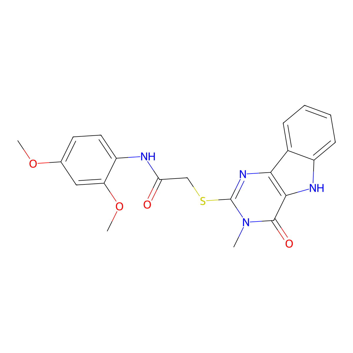N-(2,4-dimethoxyphenyl)-2-[(3-methyl-4-oxo-5H-pyrimido[5,4-b]indol-2-yl)sulfanyl]acetamide molecular structure, CAS 537667-93-9