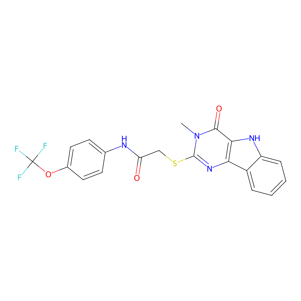 2-[(3-methyl-4-oxo-5H-pyrimido[5,4-b]indol-2-yl)sulfanyl]-N-[4-(trifluoromethoxy)phenyl]acetamide molecular structure, CAS 537667-98-4