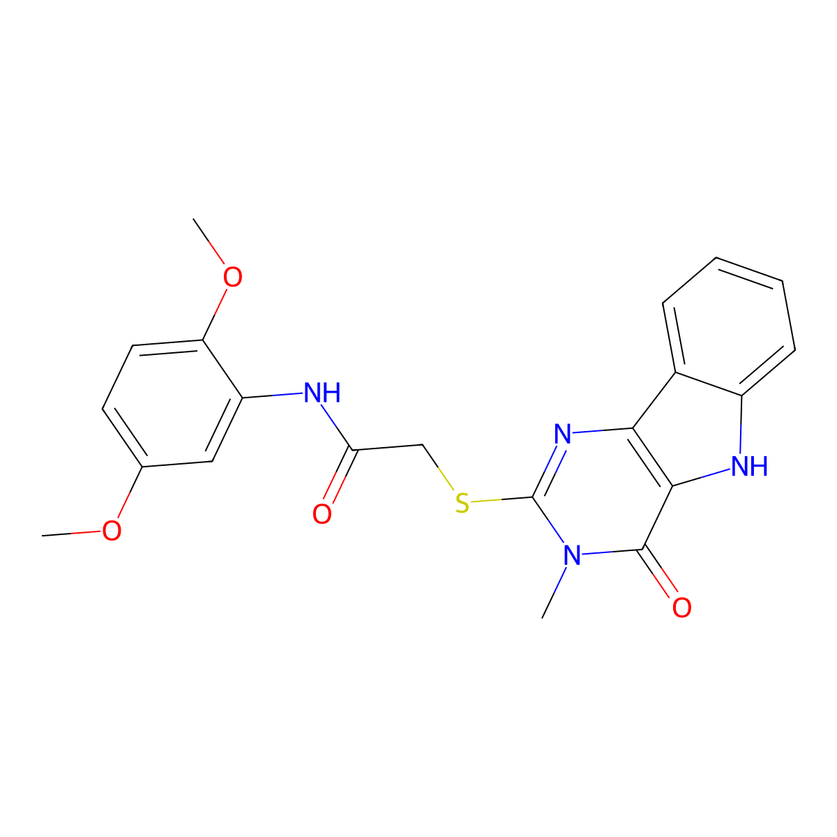 N-(2,5-dimethoxyphenyl)-2-((3-methyl-4-oxo-4,5-dihydro-3H-pyrimido[5,4-b]indol-2-yl)thio)acetamide molecular structure, CAS 537668-18-1