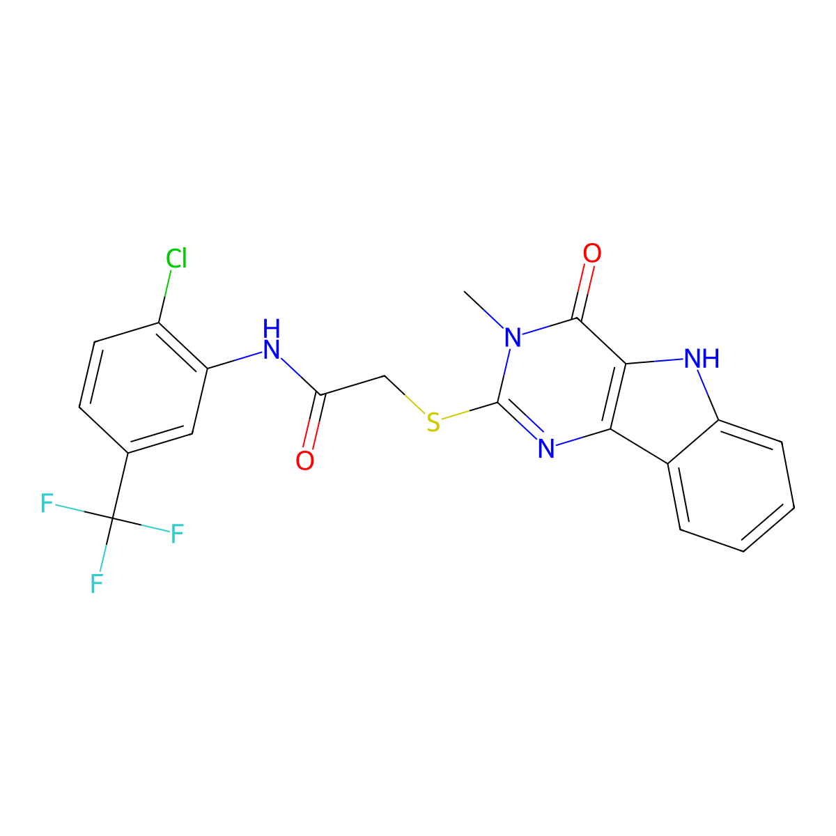 N-[2-chloro-5-(trifluoromethyl)phenyl]-2-[(3-methyl-4-oxo-5H-pyrimido[5,4-b]indol-2-yl)sulfanyl]acetamide molecular structure, CAS 537668-47-6