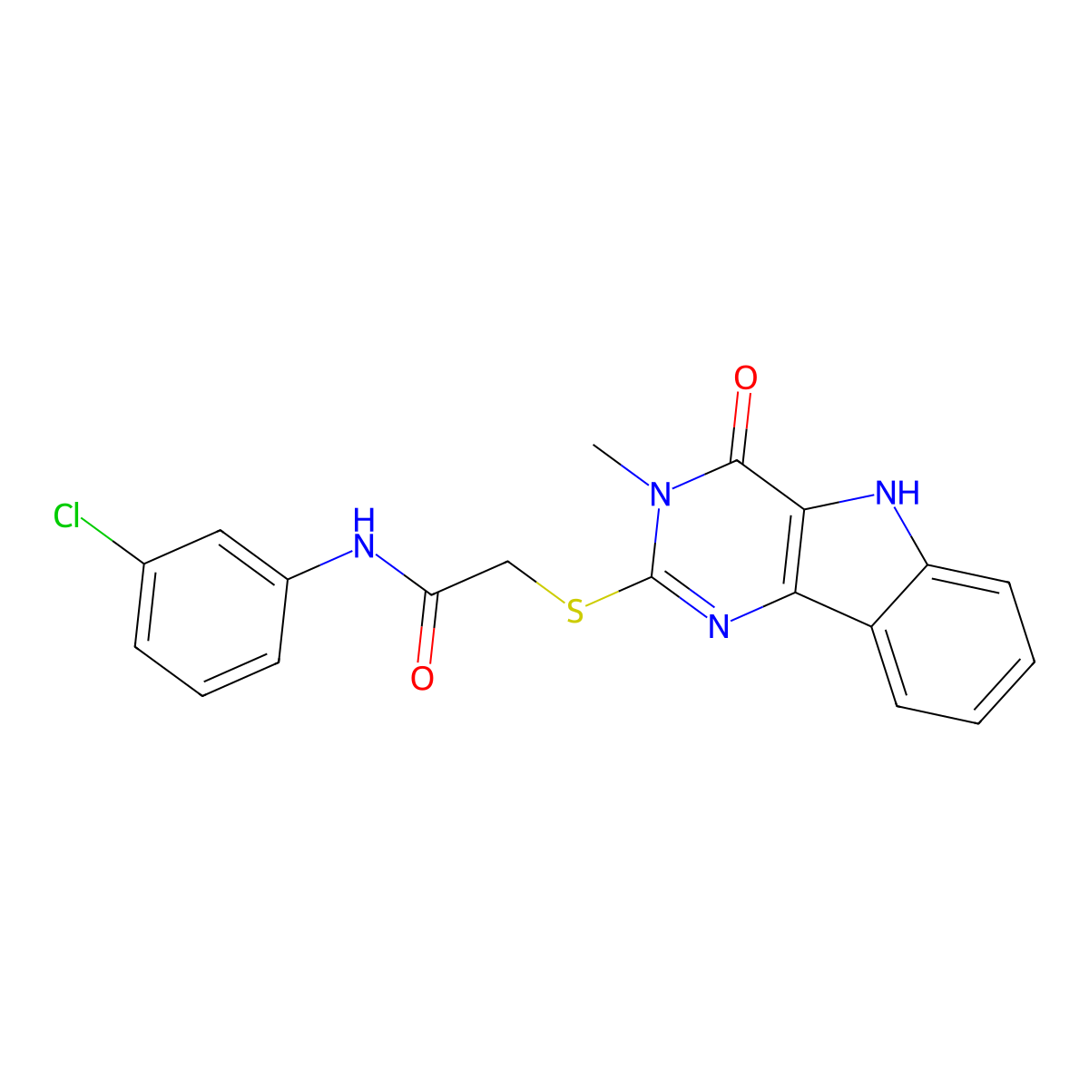 N-(3-chlorophenyl)-2-((3-methyl-4-oxo-4,5-dihydro-3H-pyrimido[5,4-b]indol-2-yl)thio)acetamide molecular structure, CAS 537668-50-1