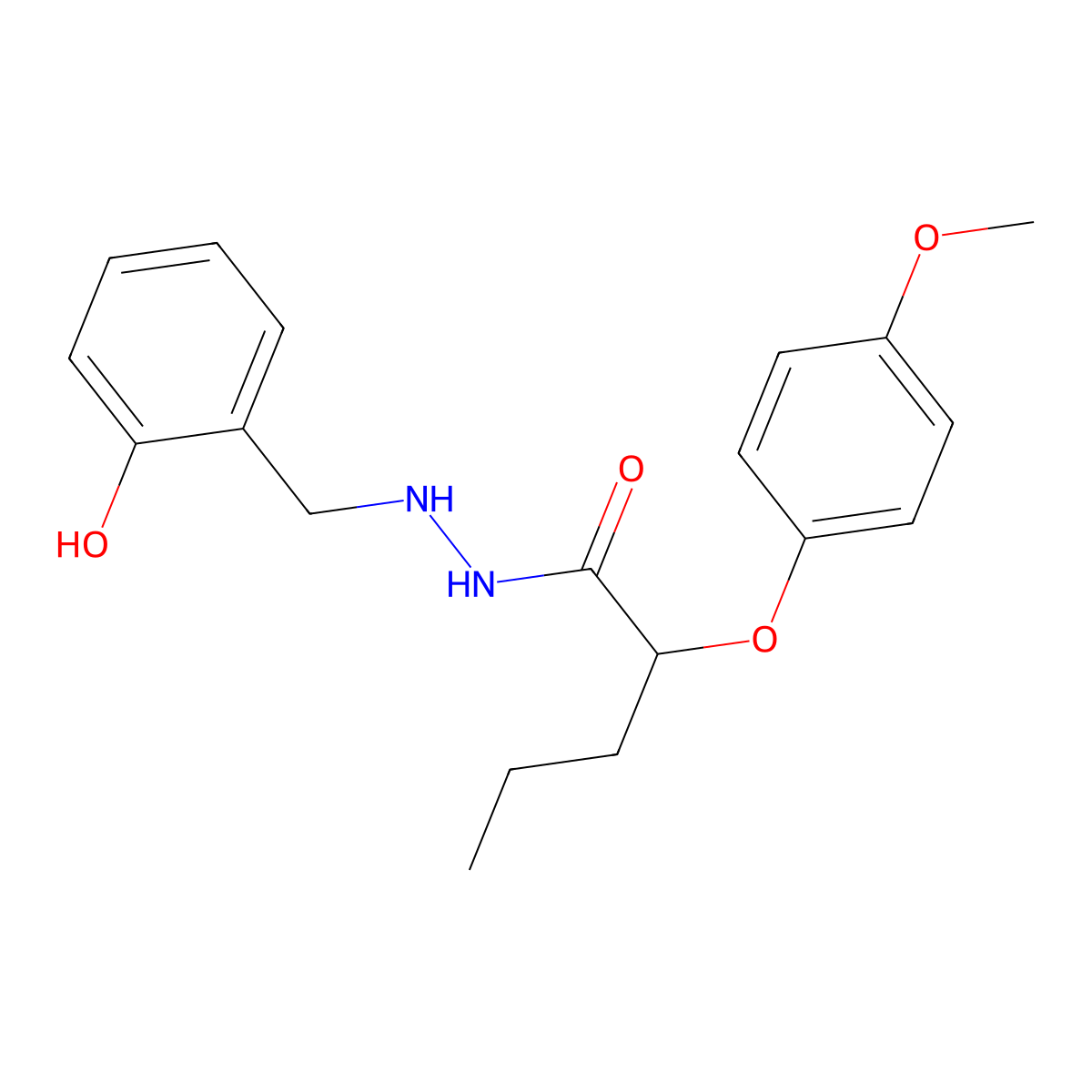 N'-[(2-hydroxyphenyl)methyl]-2-(4-methoxyphenoxy)pentanehydrazide molecular structure, CAS 537670-56-7