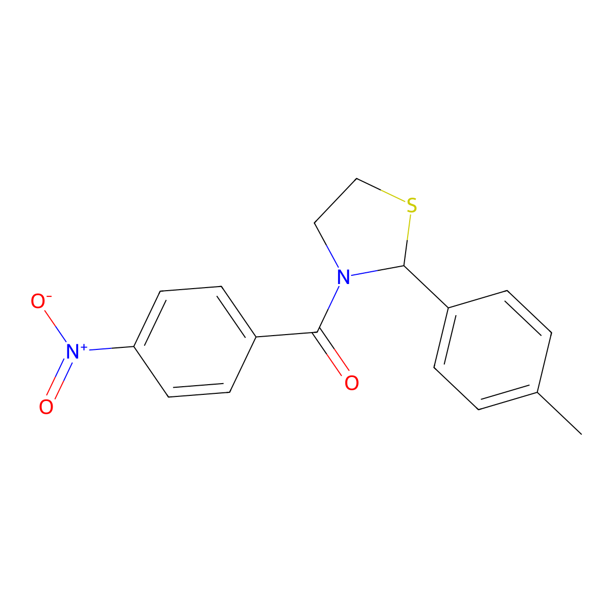 [2-(4-Methylphenyl)-1,3-thiazolidin-3-yl](4-nitrophenyl)methanone molecular structure, CAS 537677-87-5