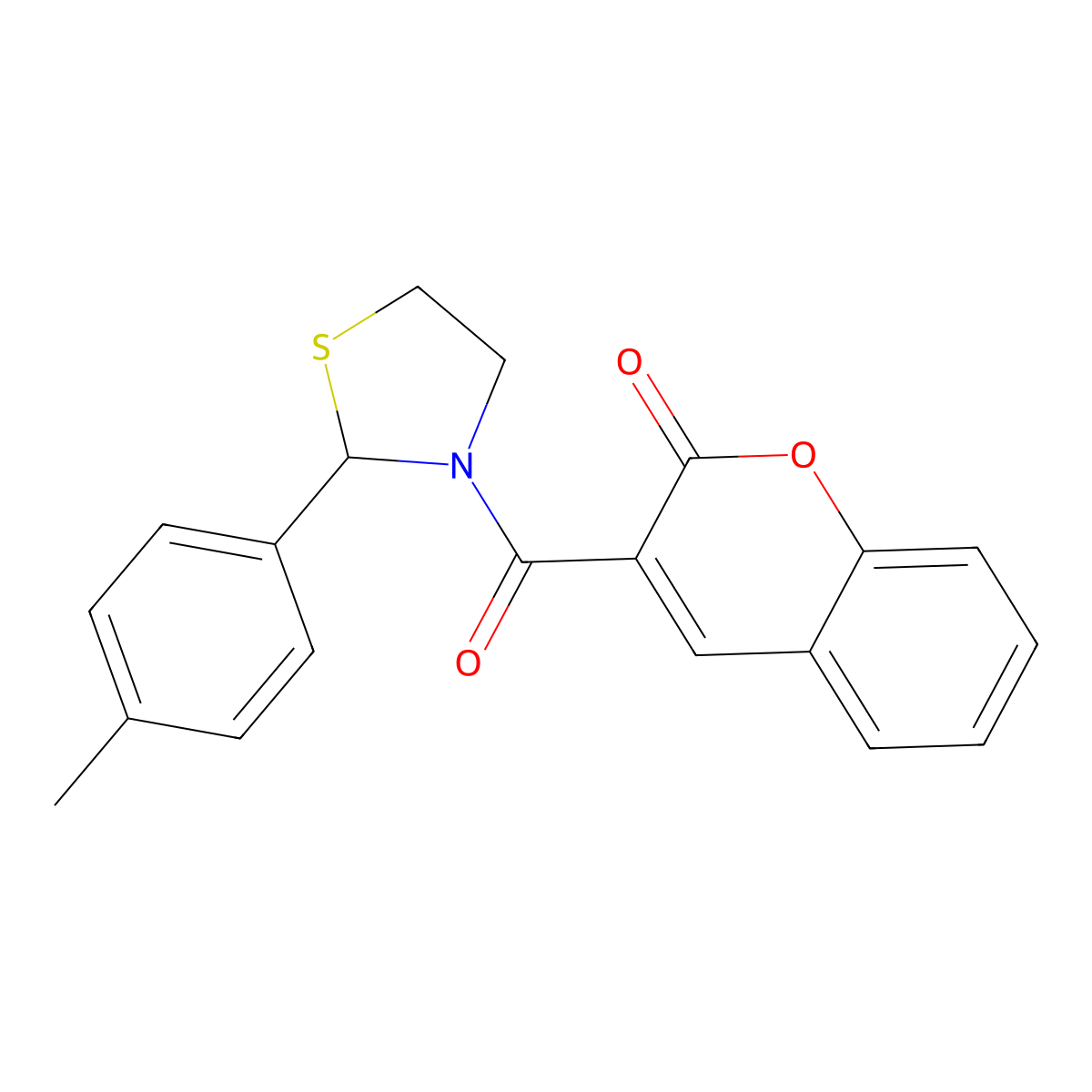 3-{[2-(4-Methylphenyl)-1,3-thiazolidin-3-yl]carbonyl}chromen-2-one molecular structure, CAS 537677-89-7