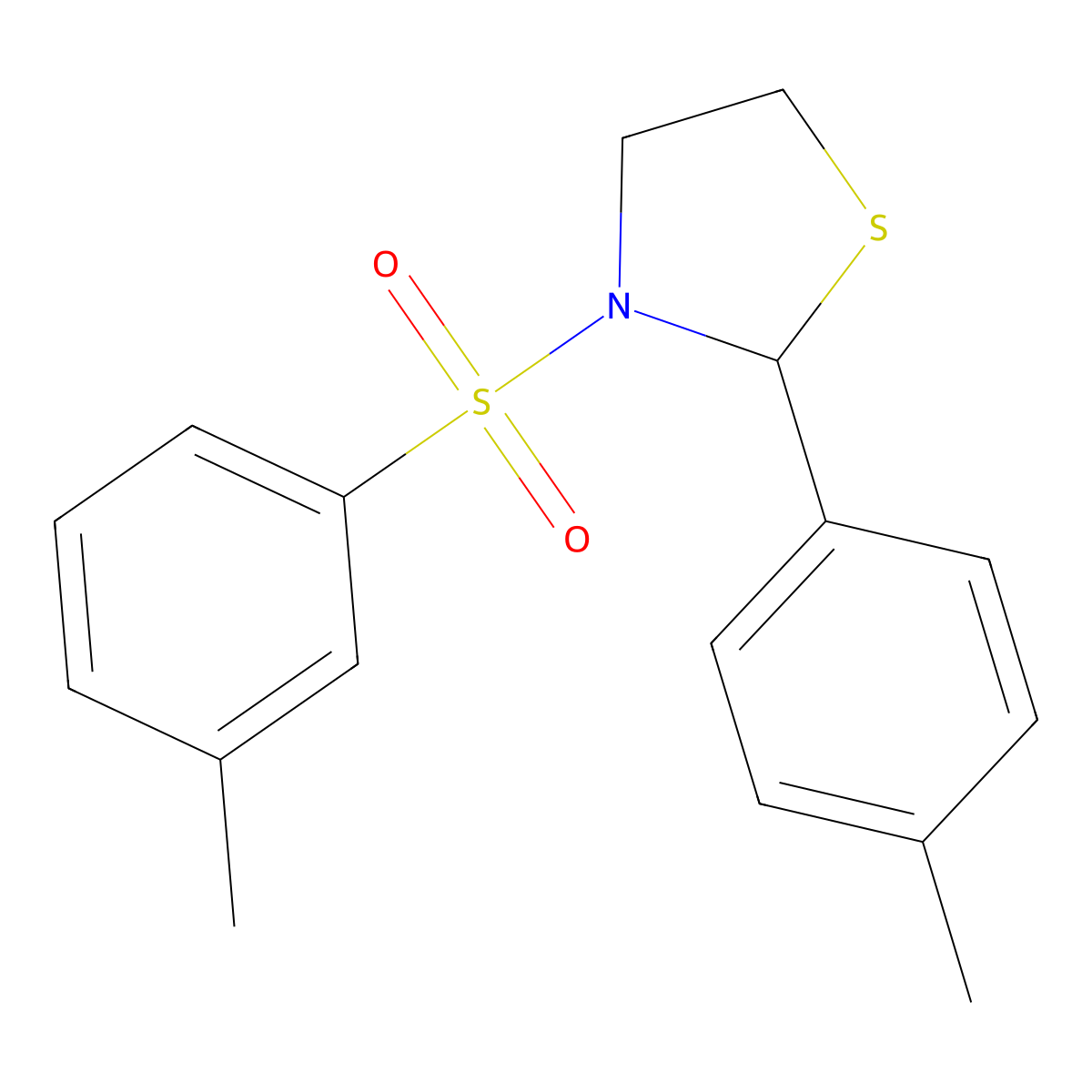 3-(3-Methylbenzene-1-sulfonyl)-2-(4-methylphenyl)-1,3-thiazolidine molecular structure, CAS 537677-93-3