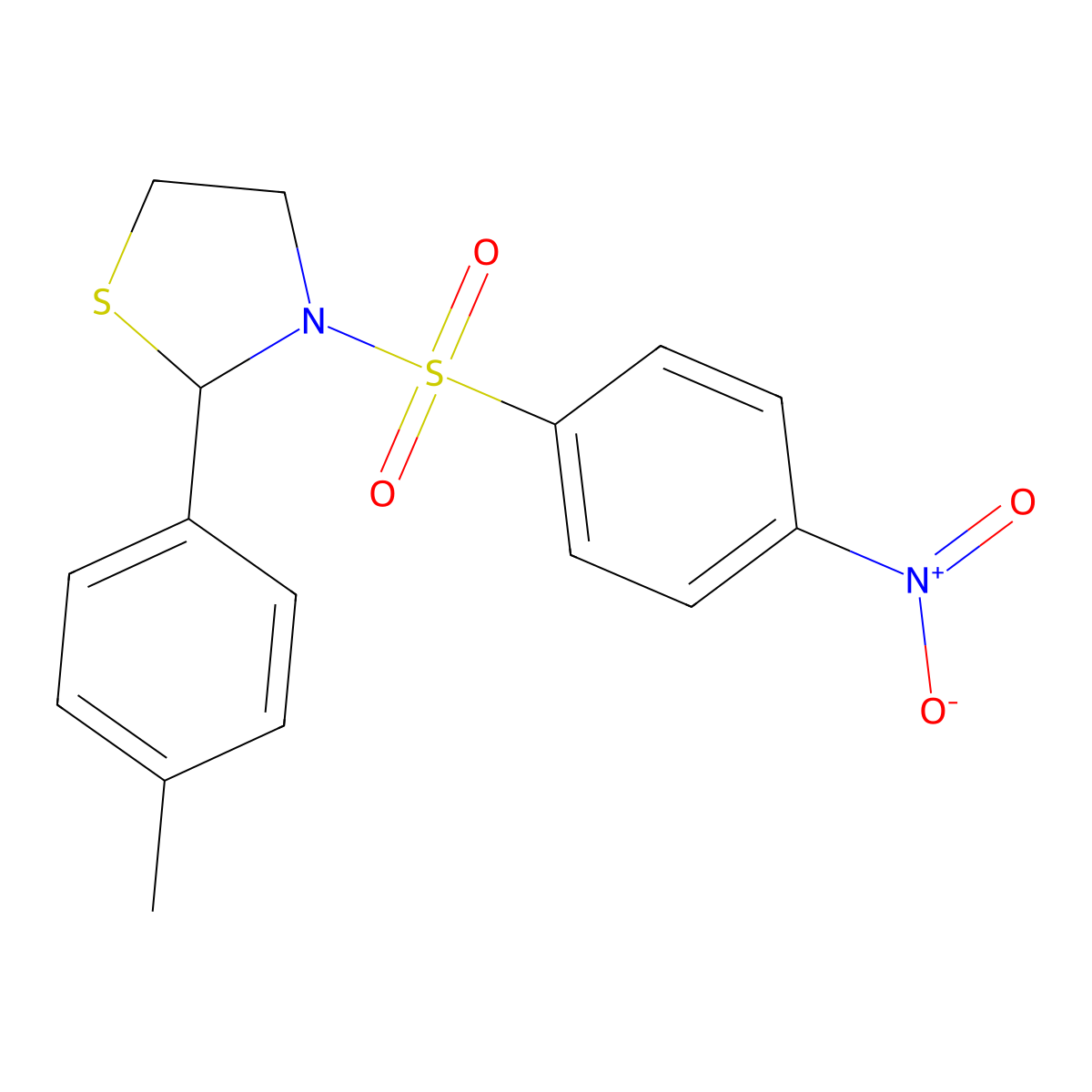 2-(4-Methylphenyl)-3-(4-nitrobenzene-1-sulfonyl)-1,3-thiazolidine molecular structure, CAS 537678-01-6