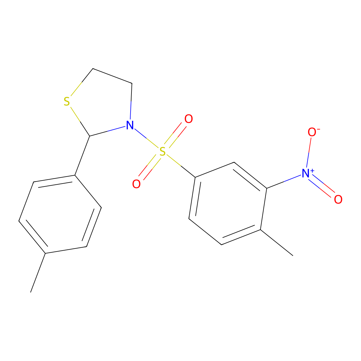 3-[(4-Methyl-3-nitrophenyl)sulfonyl]-2-(4-methylphenyl)-1,3-thiazolidine molecular structure, CAS 537678-03-8