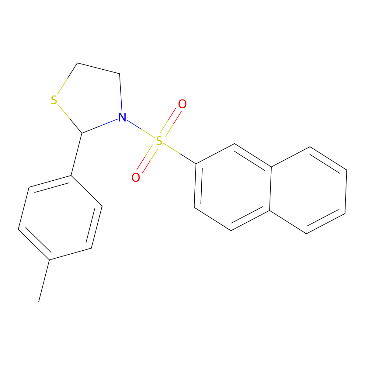 2-(4-Methylphenyl)-3-(naphthalene-2-sulfonyl)-1,3-thiazolidine molecular structure, CAS 537678-06-1