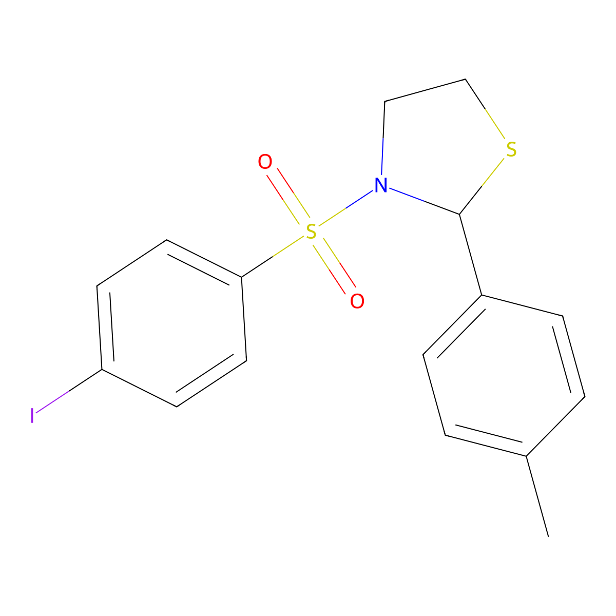 3-((4-Iodophenyl)sulfonyl)-2-(p-tolyl)thiazolidine molecular structure, CAS 537678-07-2