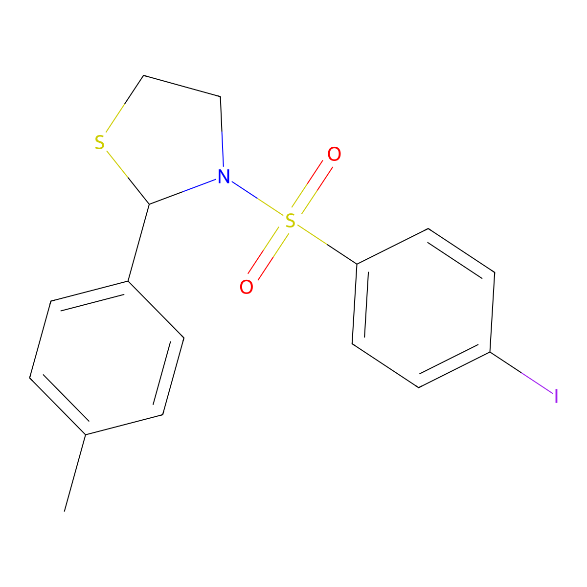 3-((4-Iodophenyl)sulfonyl)-2-(p-tolyl)thiazolidine molecular structure, CAS 537678-07-2