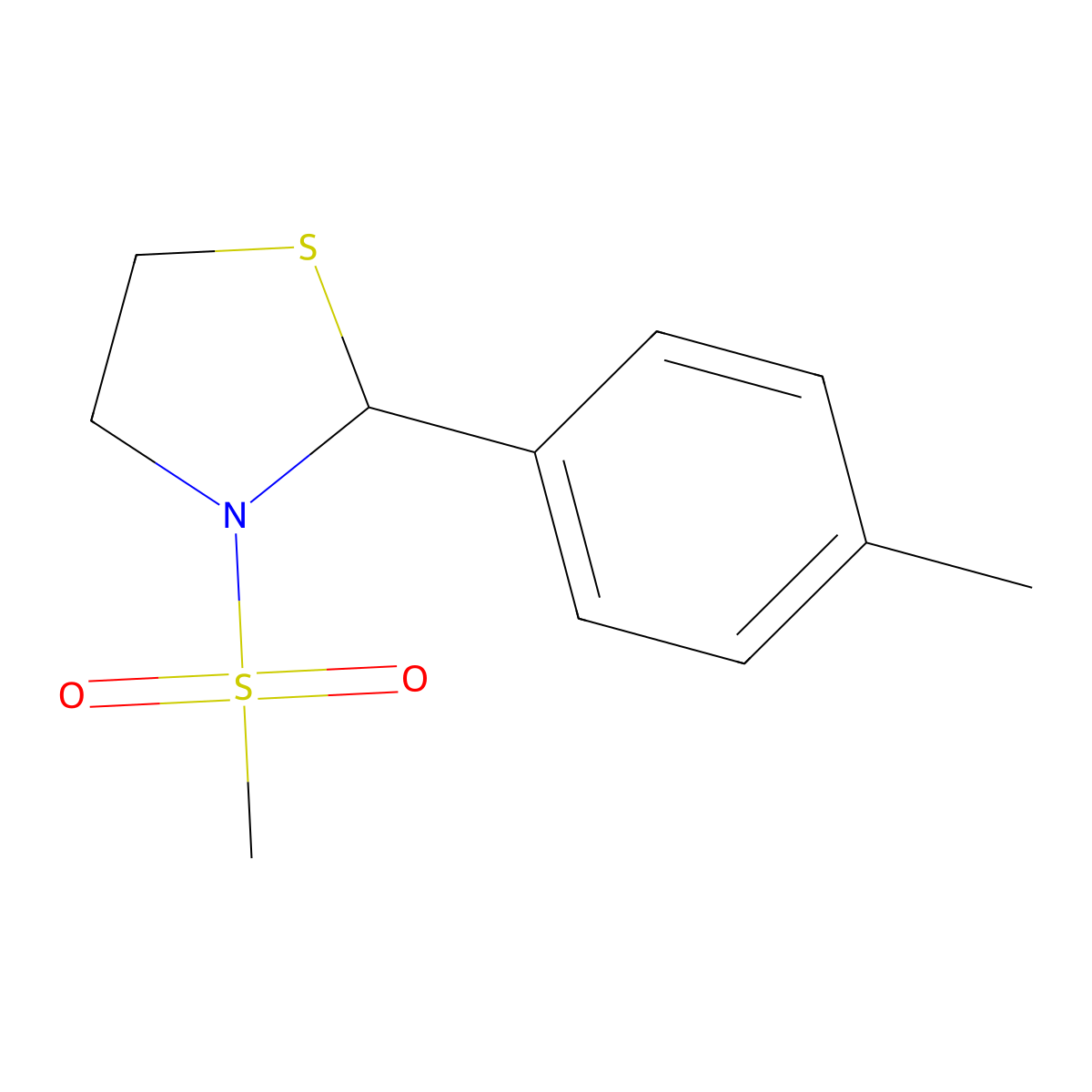 3-Methanesulfonyl-2-(4-methylphenyl)-1,3-thiazolidine molecular structure, CAS 537678-29-8