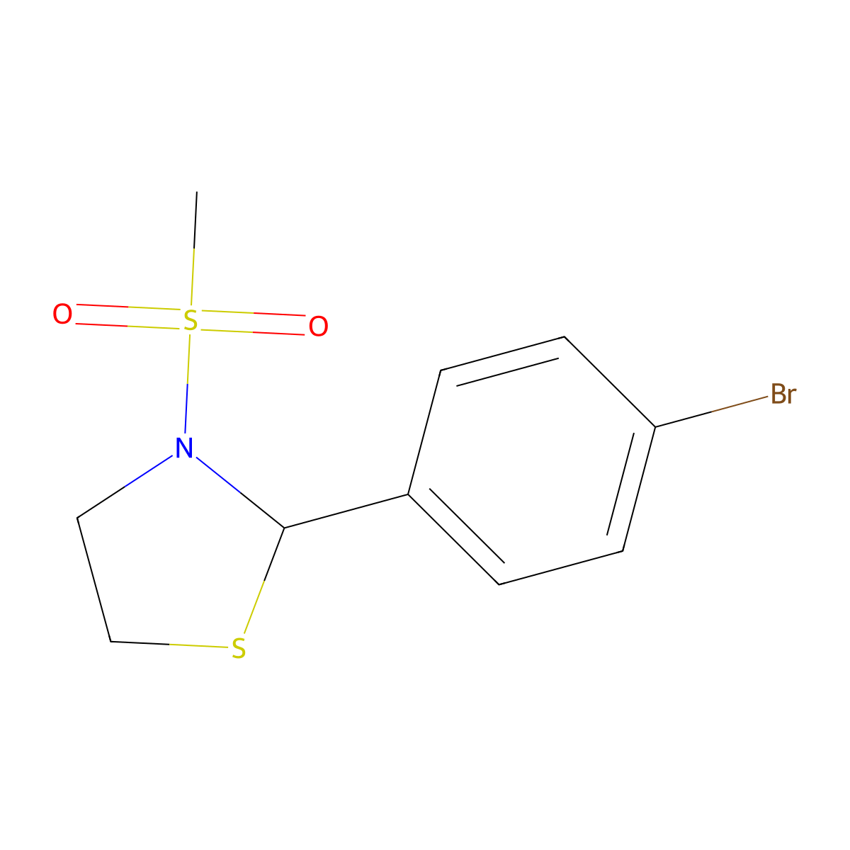 2-(4-Bromophenyl)-3-methylsulfonyl-1,3-thiazolidine molecular structure, CAS 537678-41-4