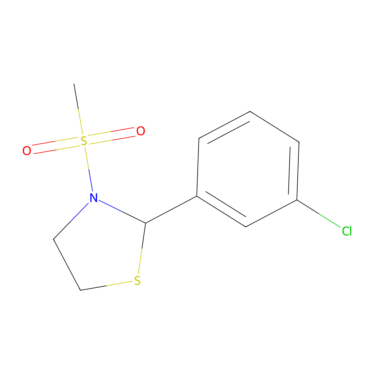 2-(3-Chlorophenyl)-3-(methylsulfonyl)-1,3-thiazolidine molecular structure, CAS 537678-43-6