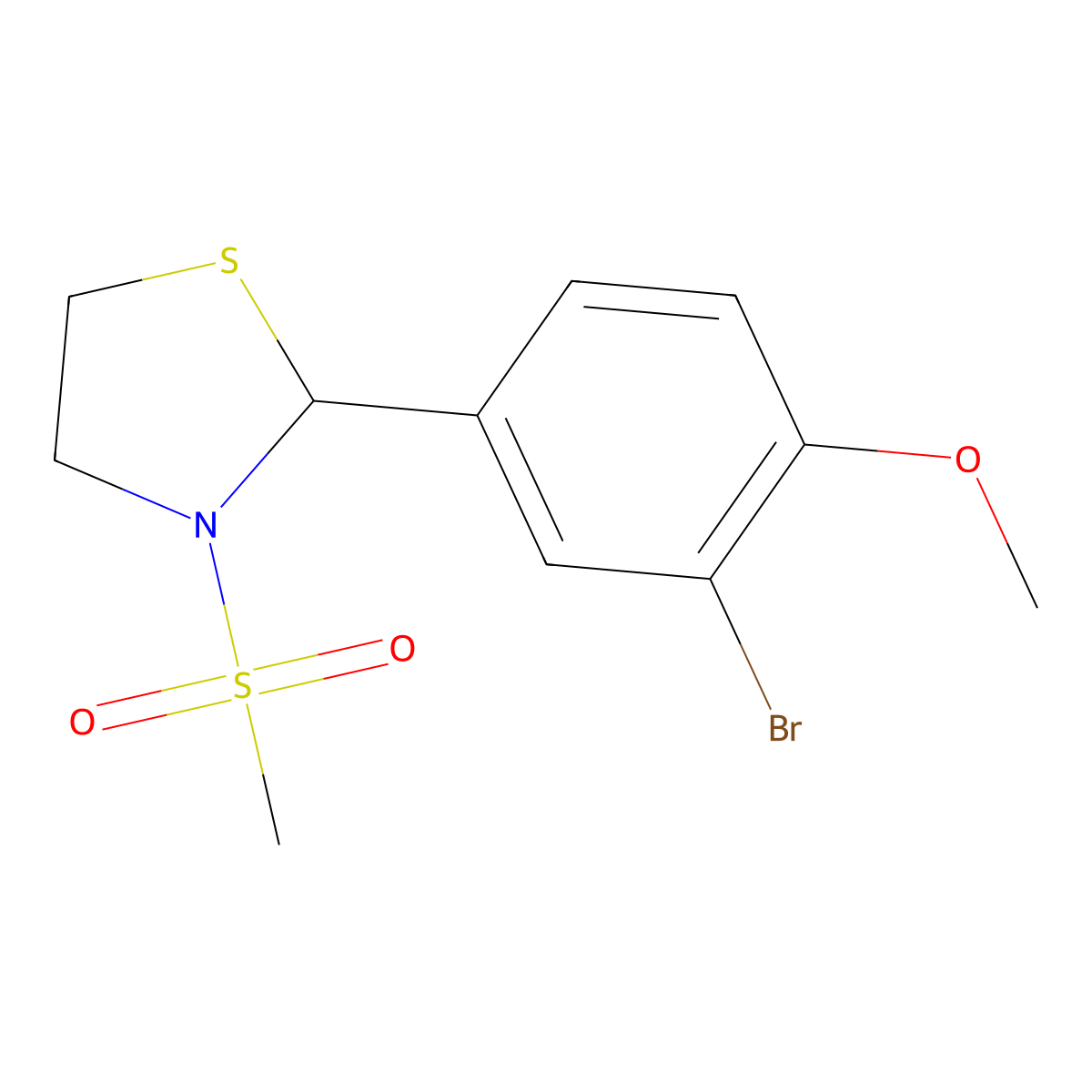 2-(3-Bromo-4-methoxyphenyl)-3-(methylsulfonyl)thiazolidine molecular structure, CAS 537678-44-7