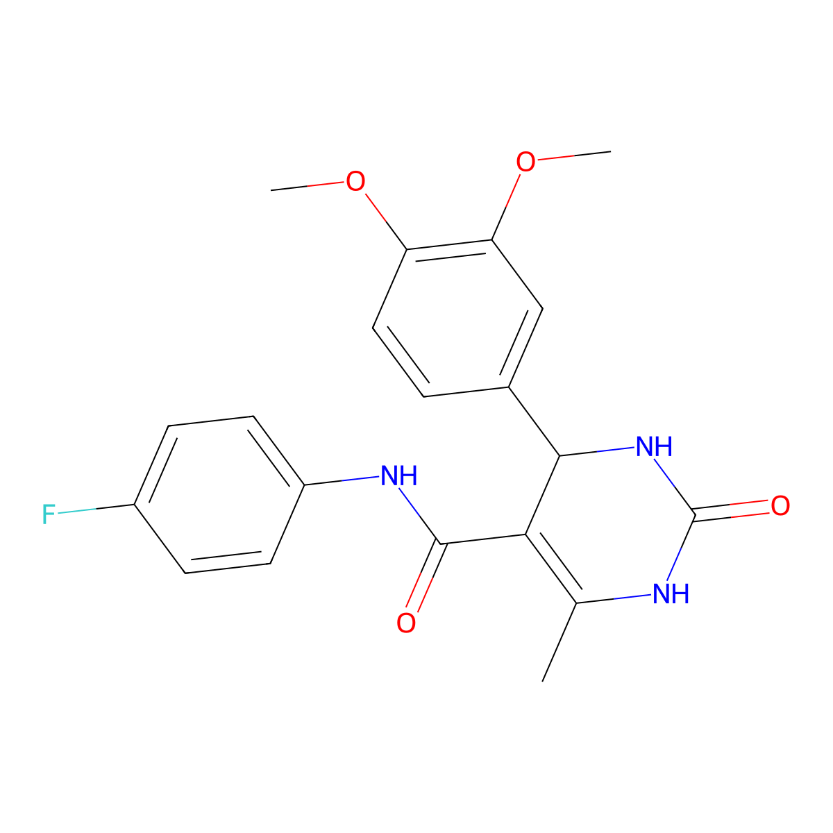 4-(3,4-dimethoxyphenyl)-N-(4-fluorophenyl)-6-methyl-2-oxo-1,2,3,4-tetrahydropyrimidine-5-carboxamide molecular structure, CAS 537678-46-9