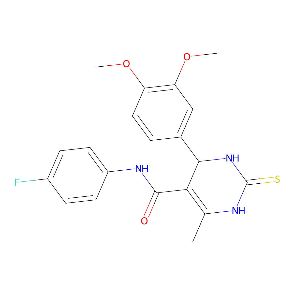 4-(3,4-dimethoxyphenyl)-N-(4-fluorophenyl)-6-methyl-2-thioxo-1,2,3,4-tetrahydropyrimidine-5-carboxamide molecular structure, CAS 537678-48-1