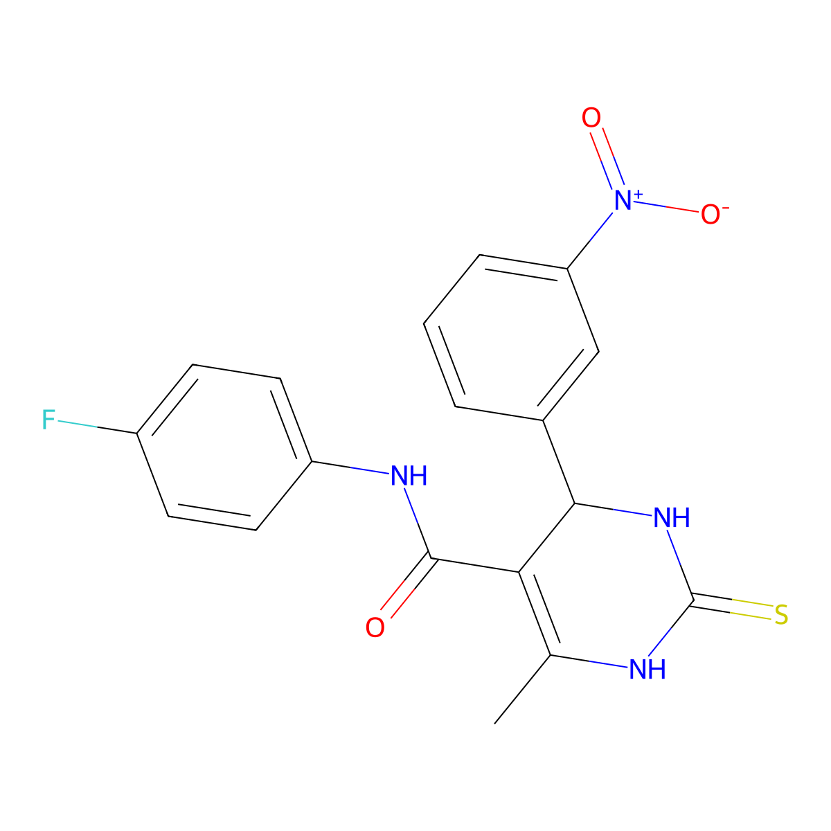 N-(4-fluorophenyl)-6-methyl-4-(3-nitrophenyl)-2-thioxo-1,2,3,4-tetrahydropyrimidine-5-carboxamide molecular structure, CAS 537678-53-8