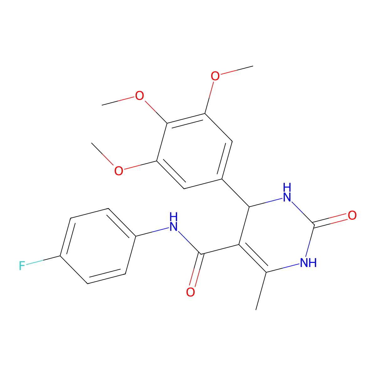 N-(4-fluorophenyl)-6-methyl-2-oxo-4-(3,4,5-trimethoxyphenyl)-1,2,3,4-tetrahydropyrimidine-5-carboxamide molecular structure, CAS 537678-57-2