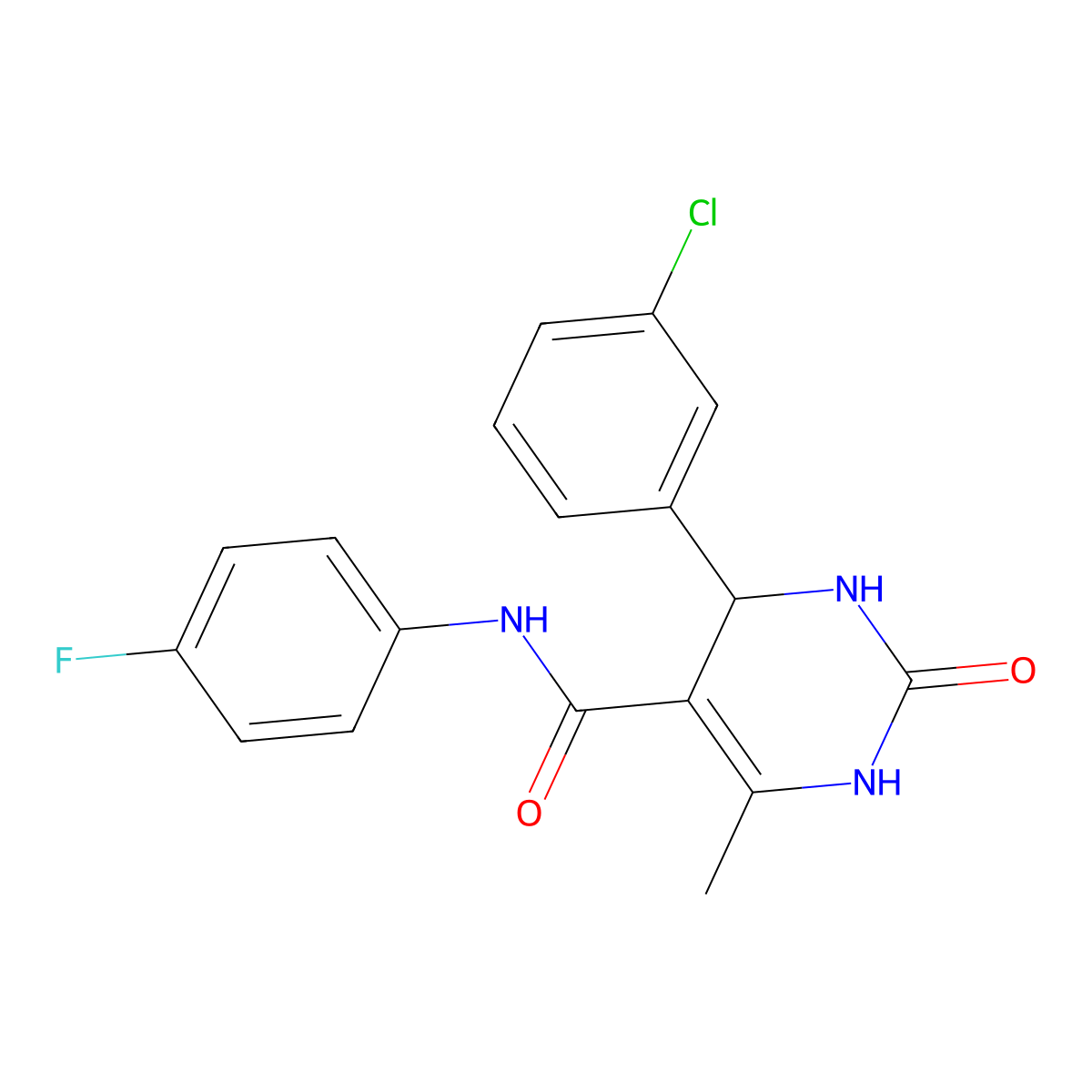 4-(3-chlorophenyl)-N-(4-fluorophenyl)-6-methyl-2-oxo-1,2,3,4-tetrahydropyrimidine-5-carboxamide molecular structure, CAS 537678-81-2