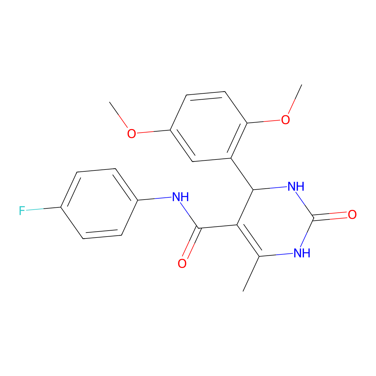 4-(2,5-dimethoxyphenyl)-N-(4-fluorophenyl)-6-methyl-2-oxo-1,2,3,4-tetrahydropyrimidine-5-carboxamide molecular structure, CAS 537678-96-9