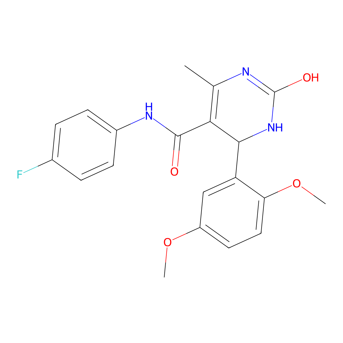 4-(2,5-dimethoxyphenyl)-N-(4-fluorophenyl)-6-methyl-2-oxo-1,2,3,4-tetrahydropyrimidine-5-carboxamide molecular structure, CAS 537678-96-9