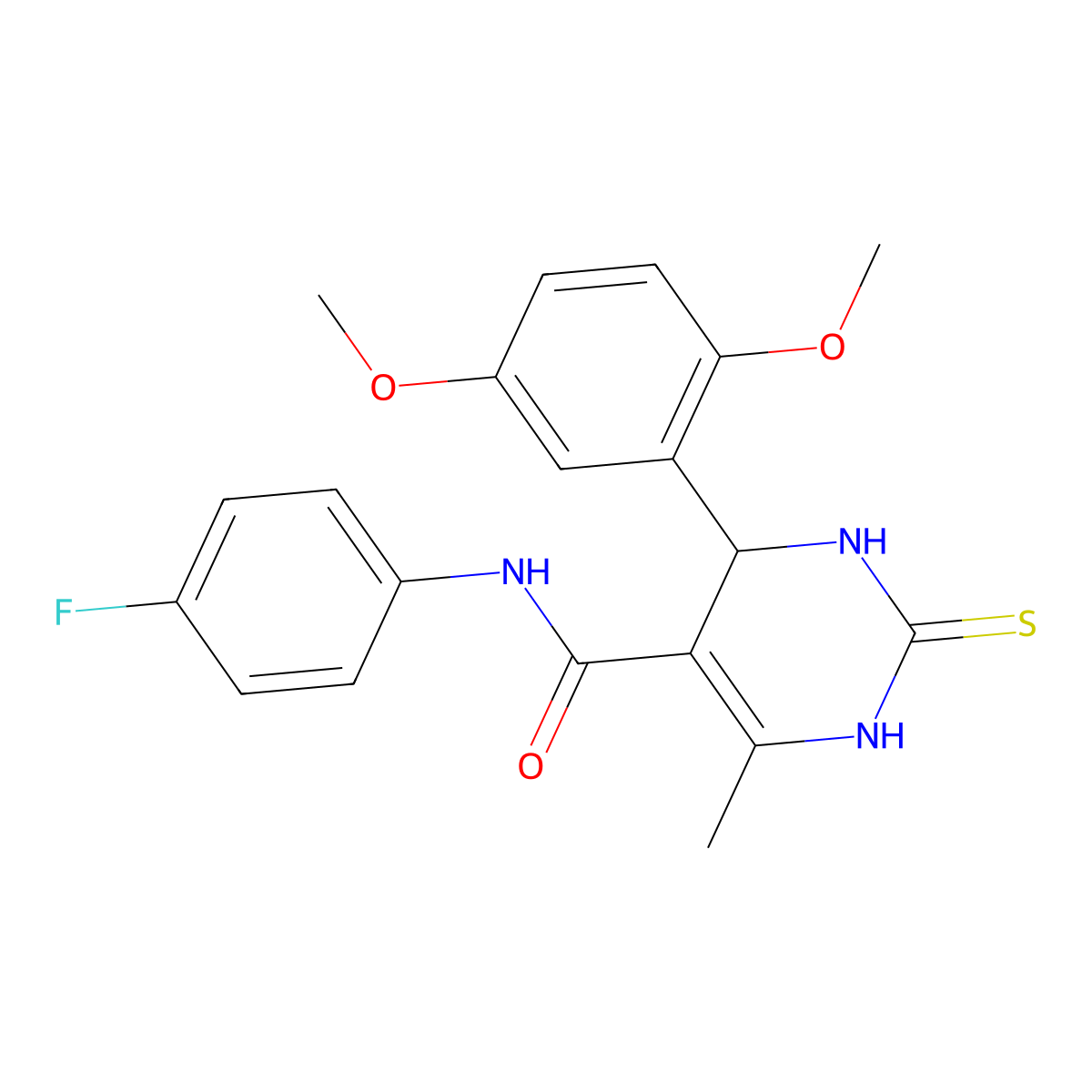 4-(2,5-dimethoxyphenyl)-N-(4-fluorophenyl)-6-methyl-2-thioxo-1,2,3,4-tetrahydropyrimidine-5-carboxamide molecular structure, CAS 537678-98-1
