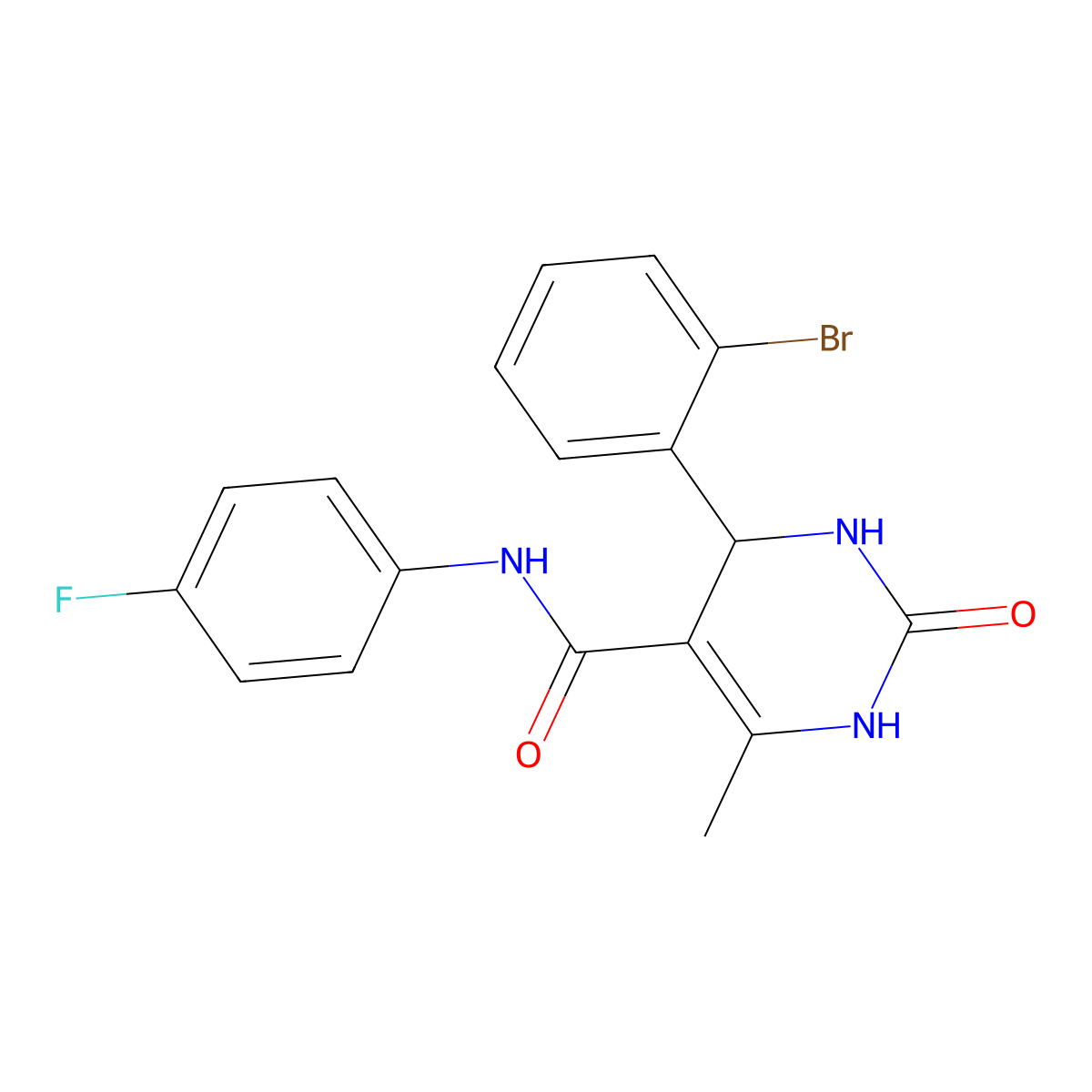 4-(2-bromophenyl)-N-(4-fluorophenyl)-6-methyl-2-oxo-1,2,3,4-tetrahydropyrimidine-5-carboxamide molecular structure, CAS 537679-00-8