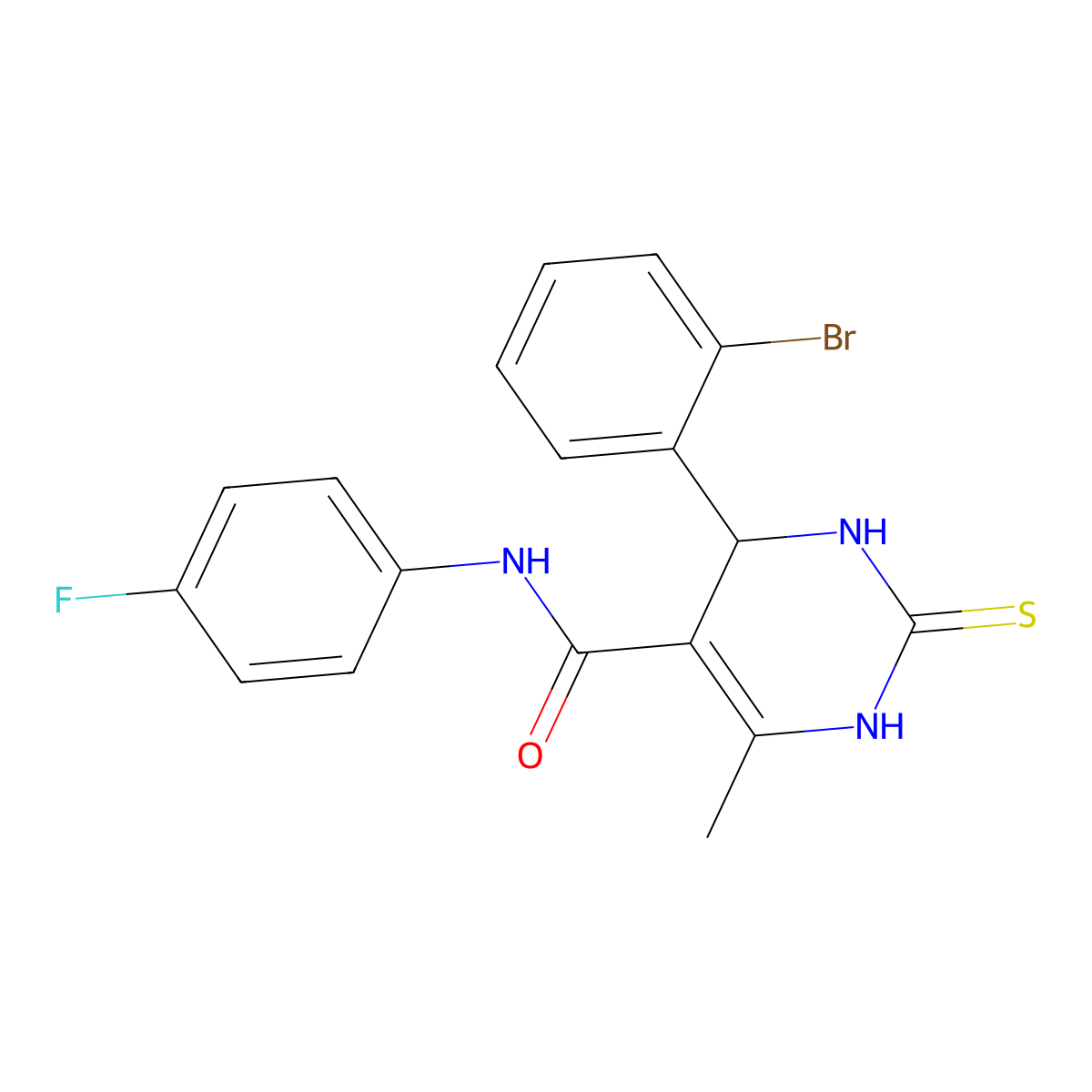4-(2-bromophenyl)-N-(4-fluorophenyl)-6-methyl-2-thioxo-1,2,3,4-tetrahydropyrimidine-5-carboxamide molecular structure, CAS 537679-02-0