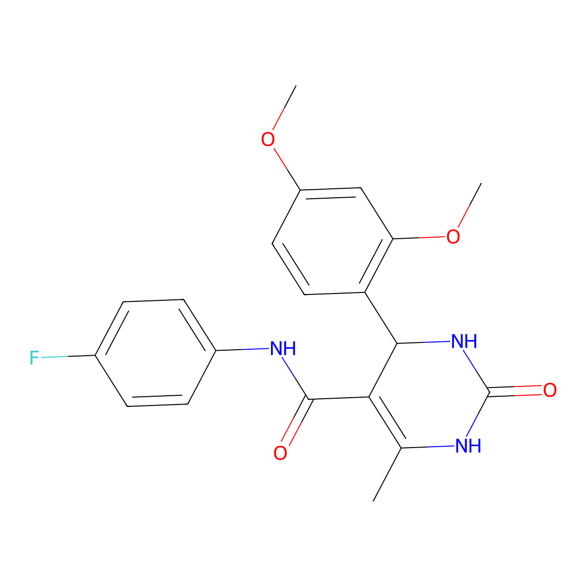 4-(2,4-dimethoxyphenyl)-N-(4-fluorophenyl)-6-methyl-2-oxo-1,2,3,4-tetrahydropyrimidine-5-carboxamide molecular structure, CAS 537679-04-2