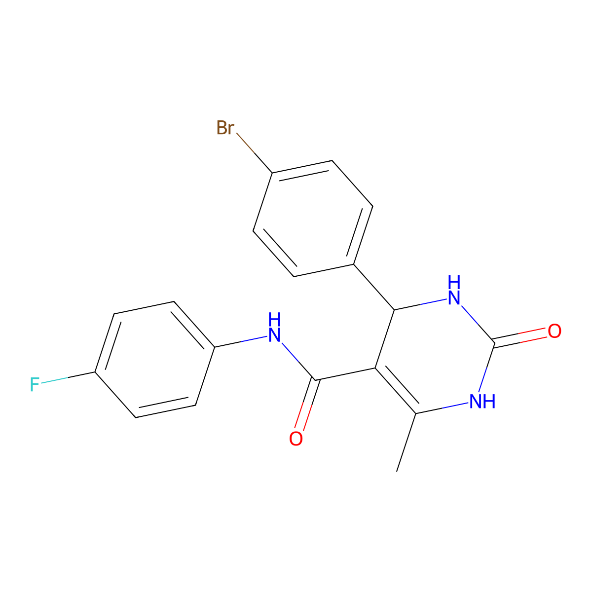 4-(4-bromophenyl)-N-(4-fluorophenyl)-6-methyl-2-oxo-1,2,3,4-tetrahydropyrimidine-5-carboxamide molecular structure, CAS 537679-07-5