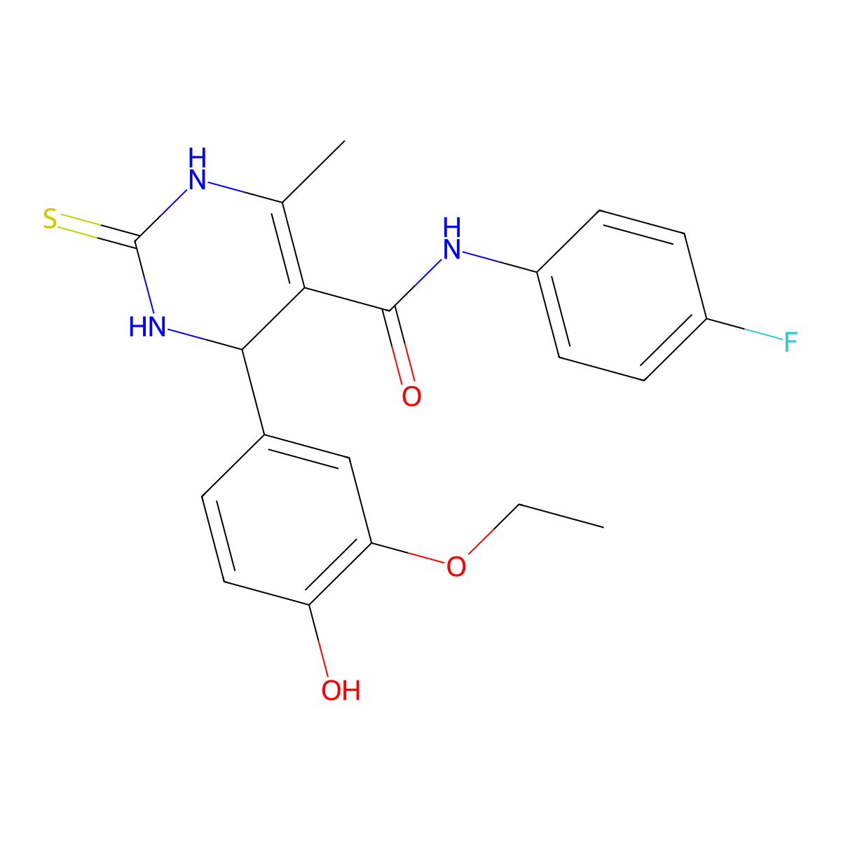 4-(3-ethoxy-4-hydroxyphenyl)-N-(4-fluorophenyl)-6-methyl-2-thioxo-1,2,3,4-tetrahydropyrimidine-5-carboxamide molecular structure, CAS 537679-21-3