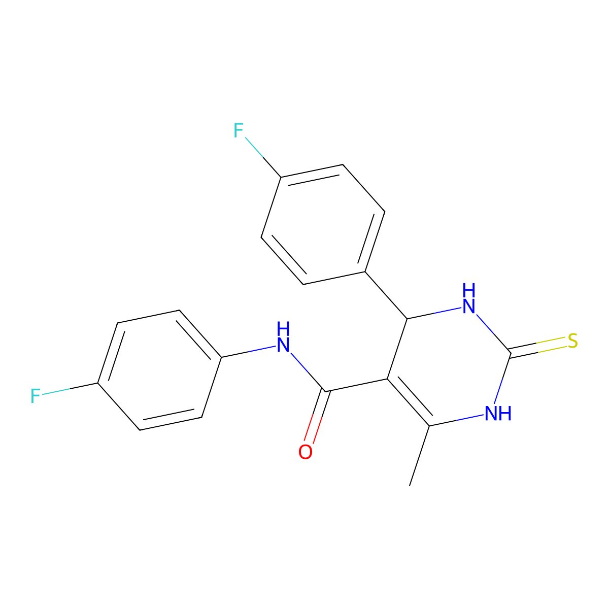 N,4-bis(4-fluorophenyl)-6-methyl-2-thioxo-1,2,3,4-tetrahydropyrimidine-5-carboxamide molecular structure, CAS 537679-25-7