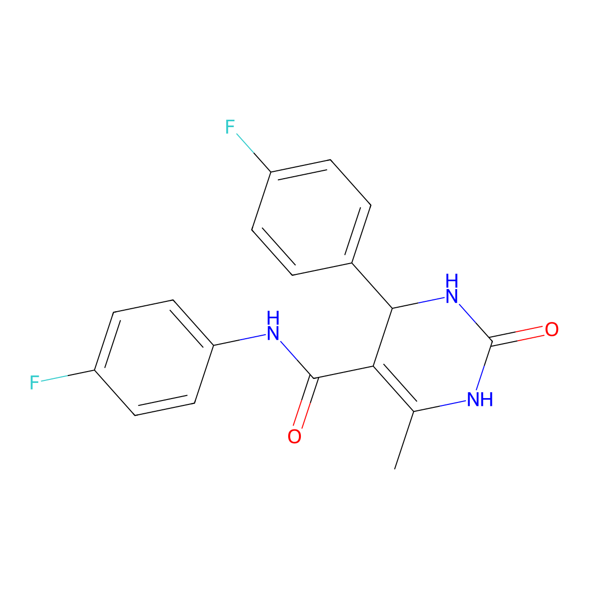 N,4-bis(4-fluorophenyl)-6-methyl-2-oxo-1,2,3,4-tetrahydropyrimidine-5-carboxamide molecular structure, CAS 537679-26-8