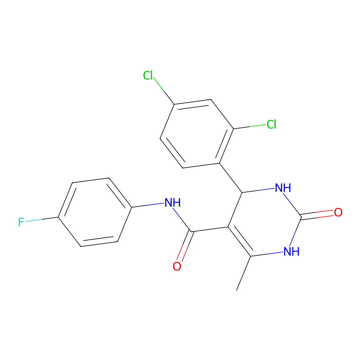 4-(2,4-dichlorophenyl)-N-(4-fluorophenyl)-6-methyl-2-oxo-1,2,3,4-tetrahydropyrimidine-5-carboxamide molecular structure, CAS 537679-28-0