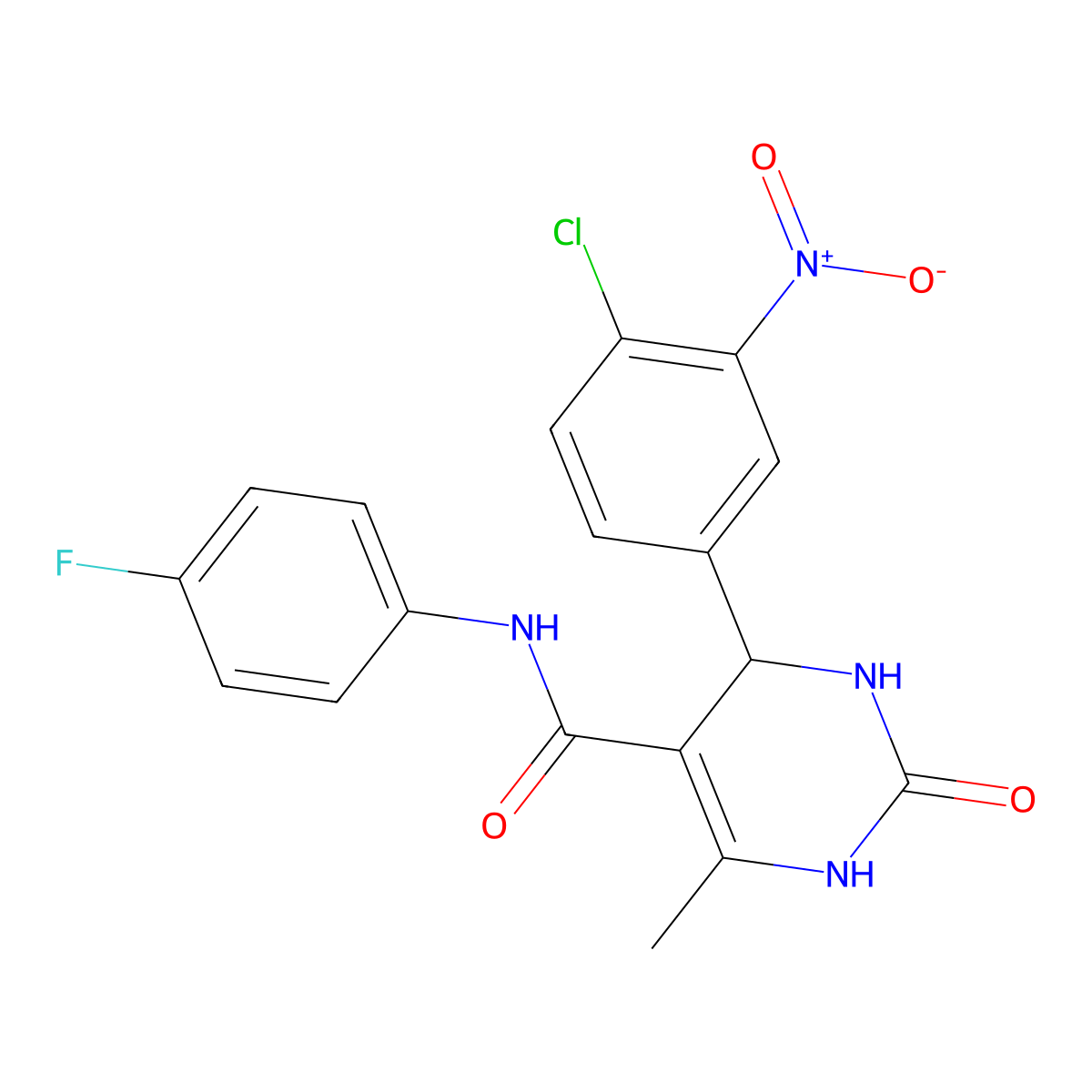 4-(4-chloro-3-nitrophenyl)-N-(4-fluorophenyl)-6-methyl-2-oxo-1,2,3,4-tetrahydropyrimidine-5-carboxamide molecular structure, CAS 537679-40-6
