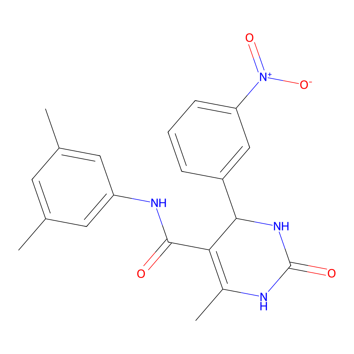 N-(3,5-dimethylphenyl)-6-methyl-4-(3-nitrophenyl)-2-oxo-1,2,3,4-tetrahydropyrimidine-5-carboxamide molecular structure, CAS 537679-43-9