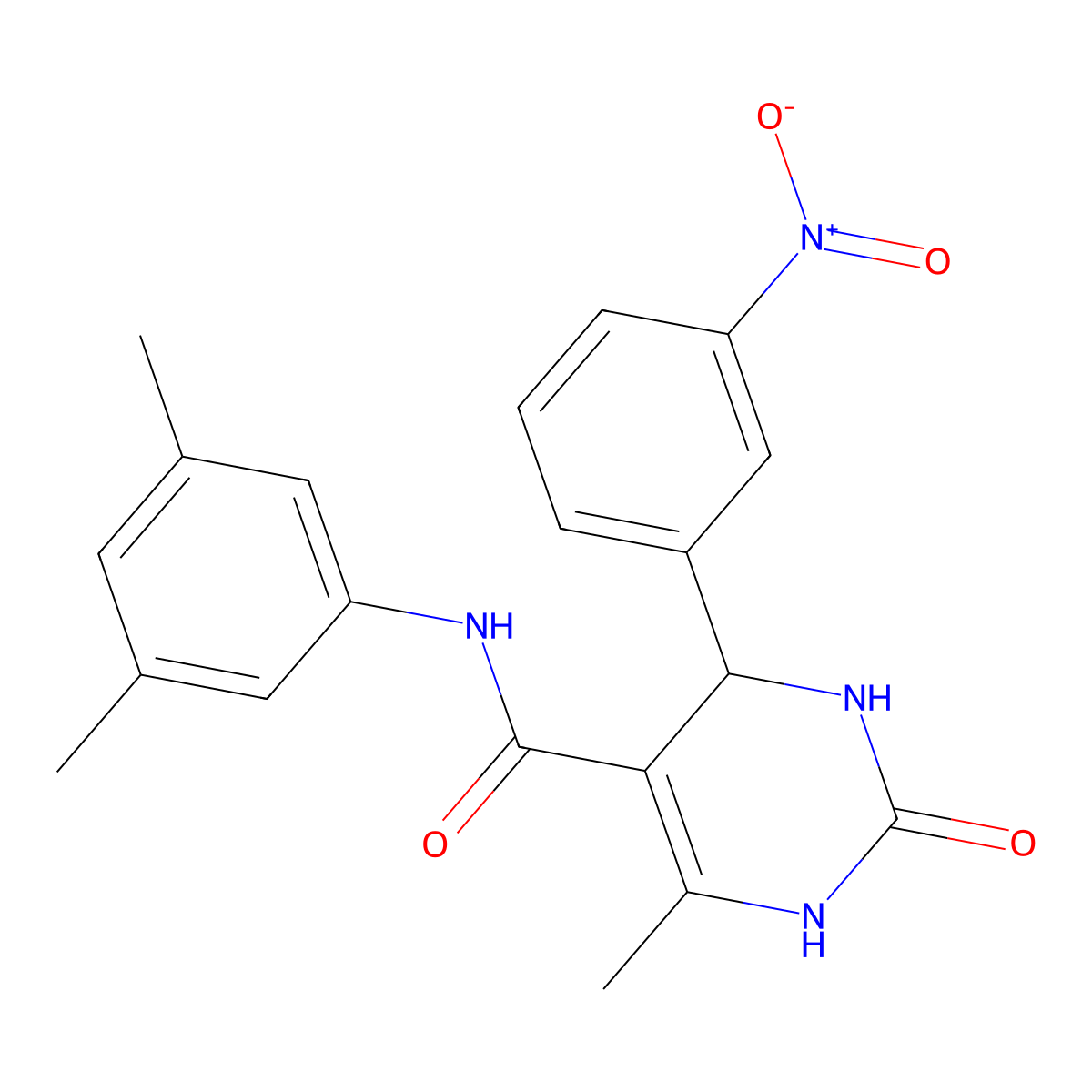 N-(3,5-dimethylphenyl)-6-methyl-4-(3-nitrophenyl)-2-oxo-1,2,3,4-tetrahydropyrimidine-5-carboxamide molecular structure, CAS 537679-43-9