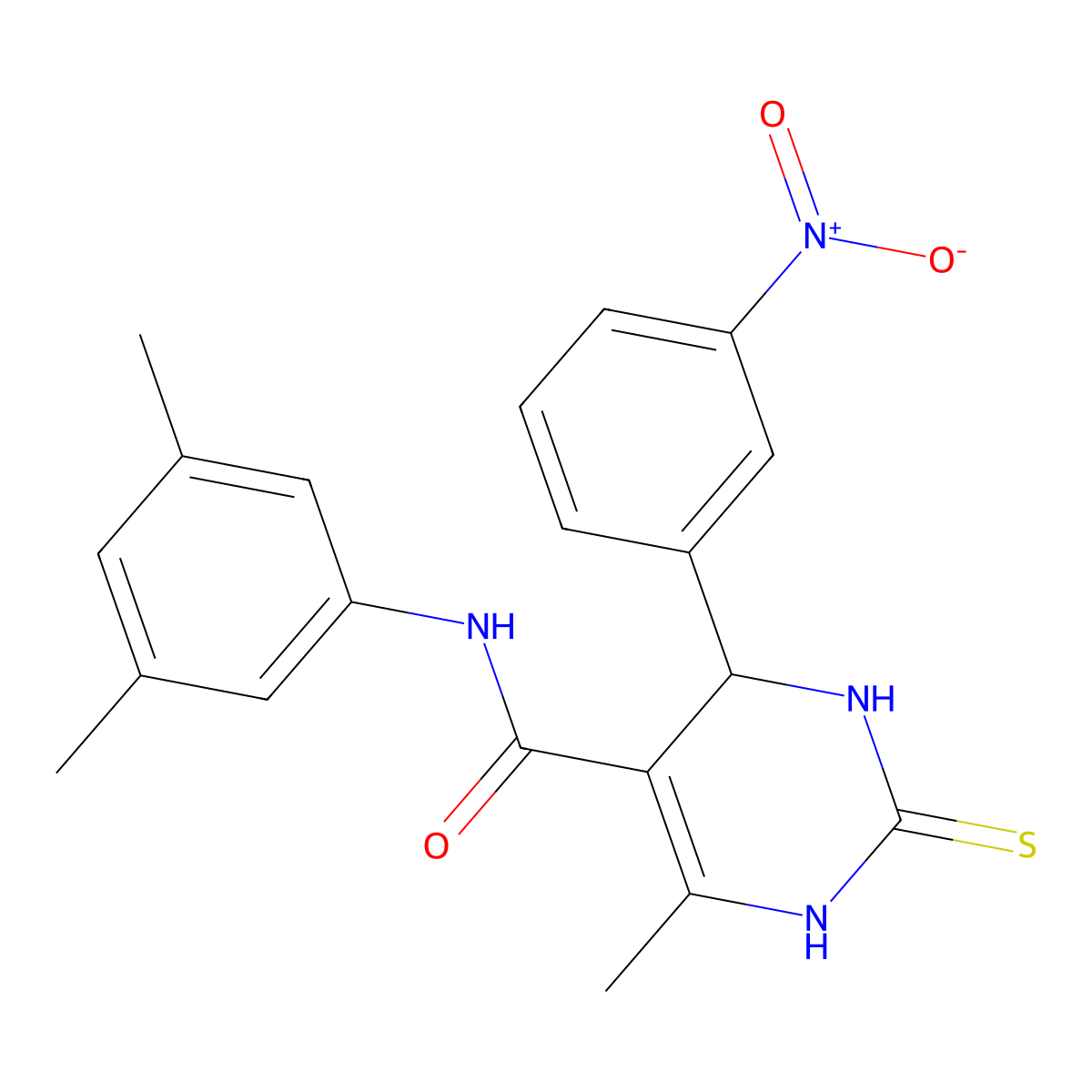 N-(3,5-dimethylphenyl)-6-methyl-4-(3-nitrophenyl)-2-sulfanylidene-3,4-dihydro-1H-pyrimidine-5-carboxamide molecular structure, CAS 537679-44-0