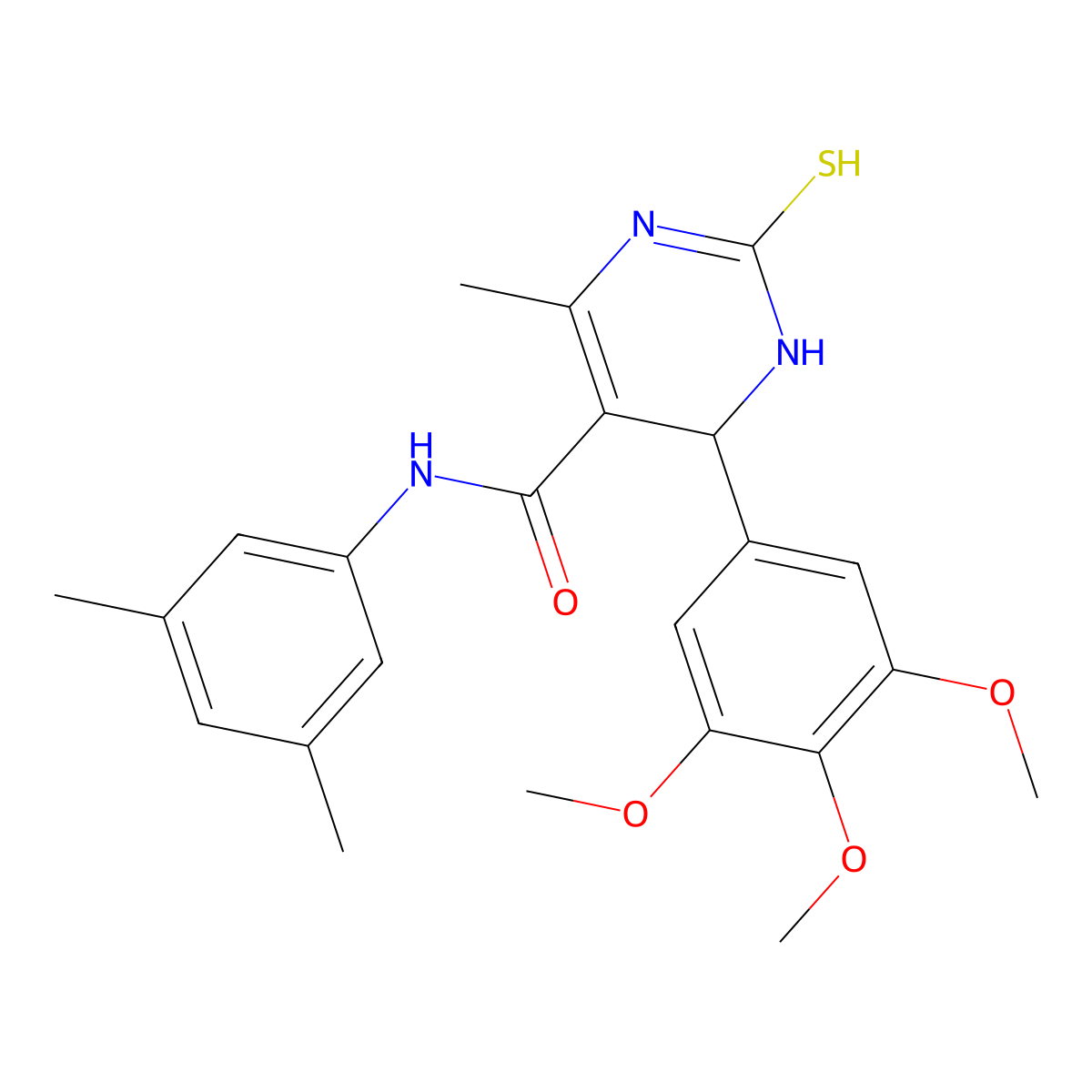 N-(3,5-dimethylphenyl)-6-methyl-2-thioxo-4-(3,4,5-trimethoxyphenyl)-1,2,3,4-tetrahydropyrimidine-5-carboxamide molecular structure, CAS 537679-46-2