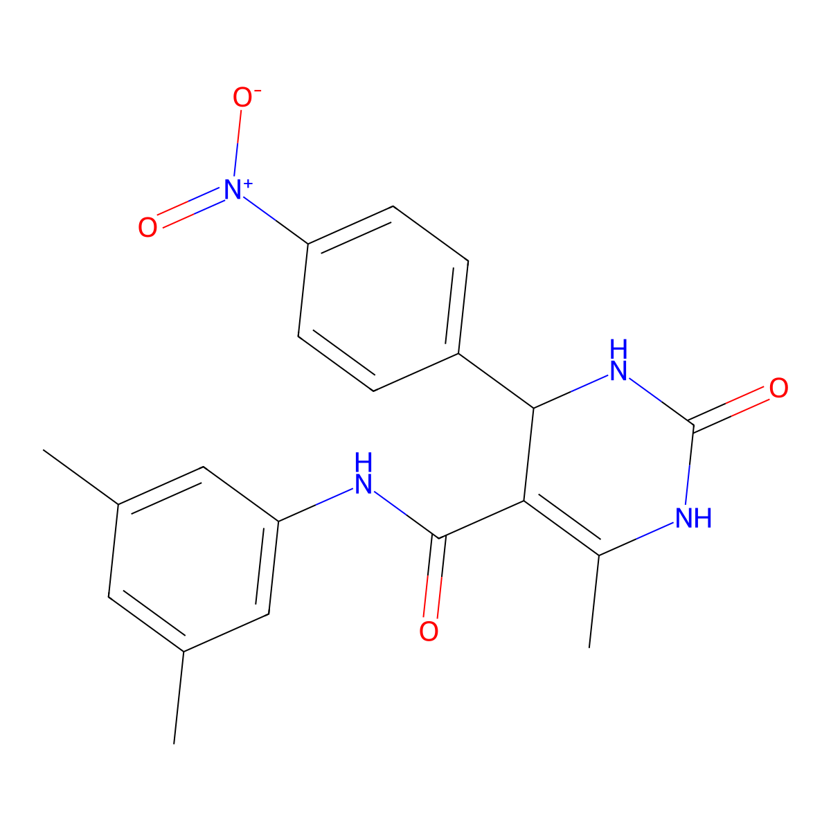 N-(3,5-dimethylphenyl)-6-methyl-4-(4-nitrophenyl)-2-oxo-1,2,3,4-tetrahydropyrimidine-5-carboxamide molecular structure, CAS 537679-49-5