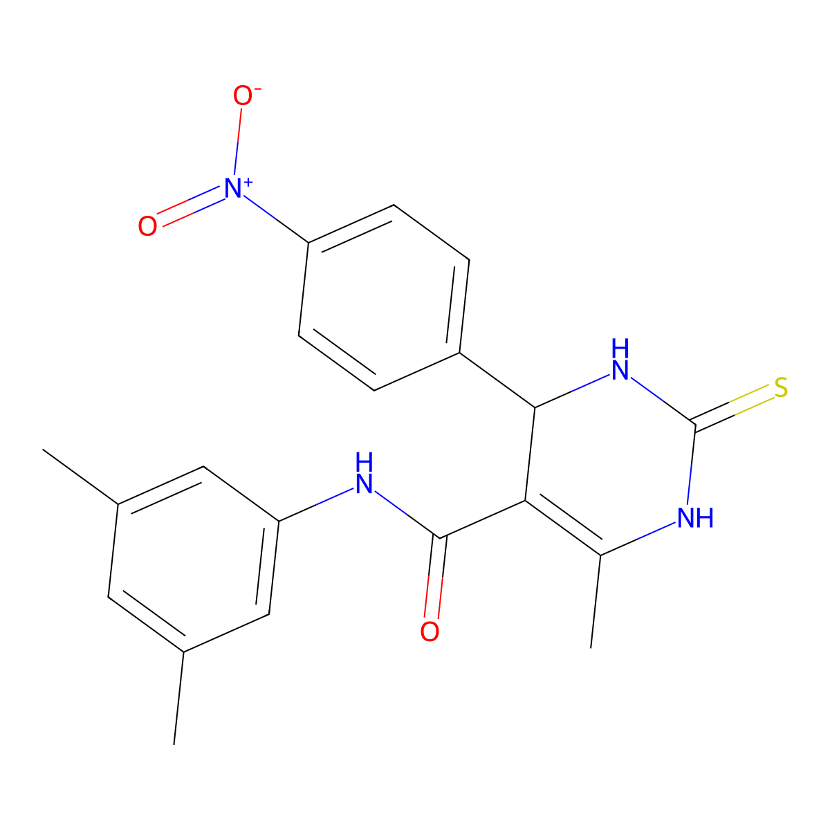 N-(3,5-dimethylphenyl)-6-methyl-4-(4-nitrophenyl)-2-thioxo-1,2,3,4-tetrahydropyrimidine-5-carboxamide molecular structure, CAS 537679-50-8
