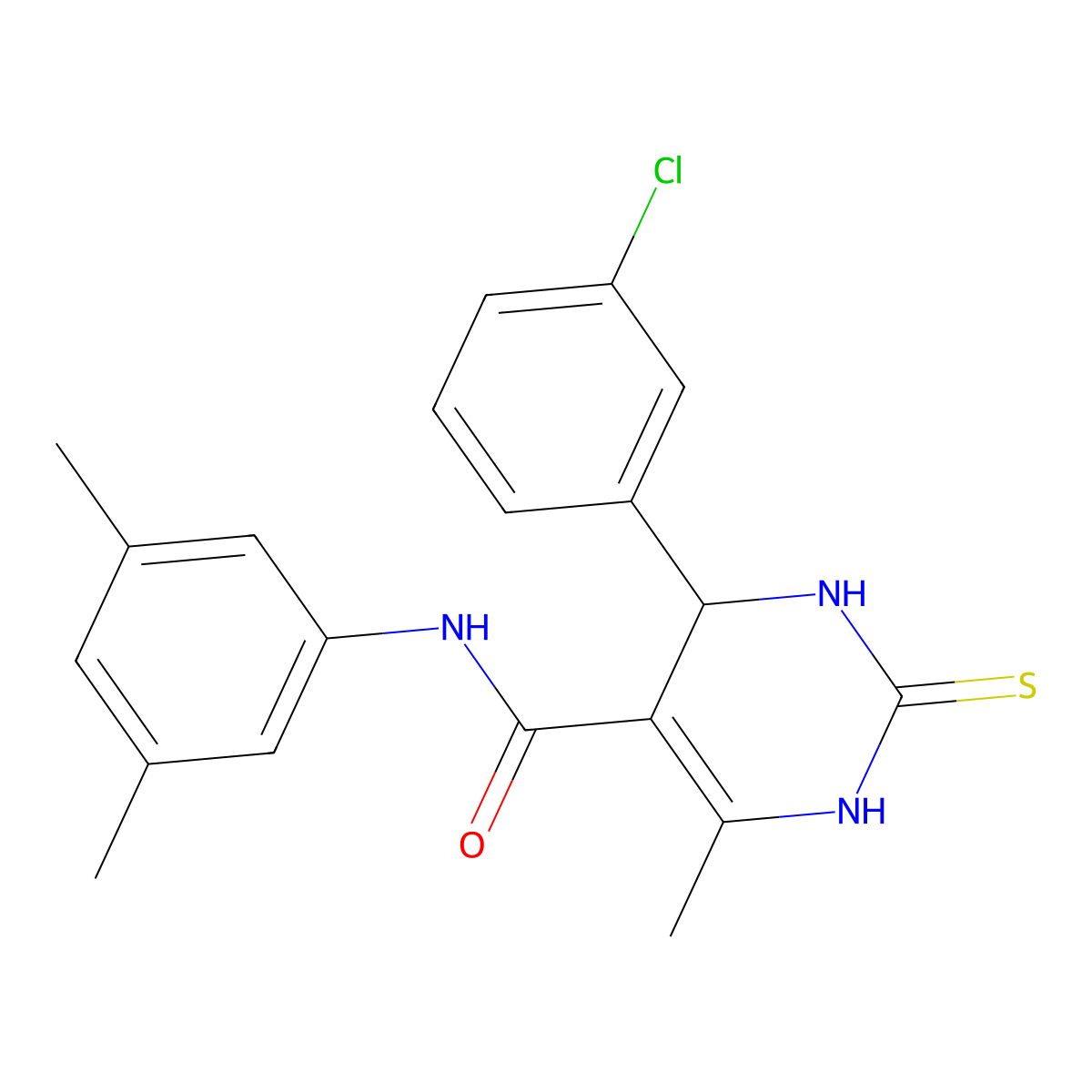 4-(3-chlorophenyl)-N-(3,5-dimethylphenyl)-6-methyl-2-thioxo-1,2,3,4-tetrahydropyrimidine-5-carboxamide molecular structure, CAS 537679-52-0