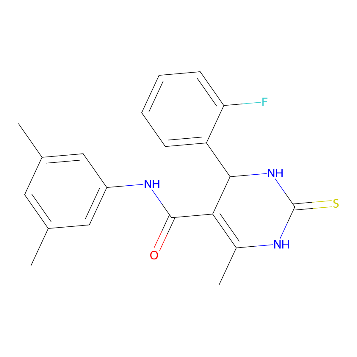 N-(3,5-dimethylphenyl)-4-(2-fluorophenyl)-6-methyl-2-thioxo-1,2,3,4-tetrahydropyrimidine-5-carboxamide molecular structure, CAS 537679-54-2