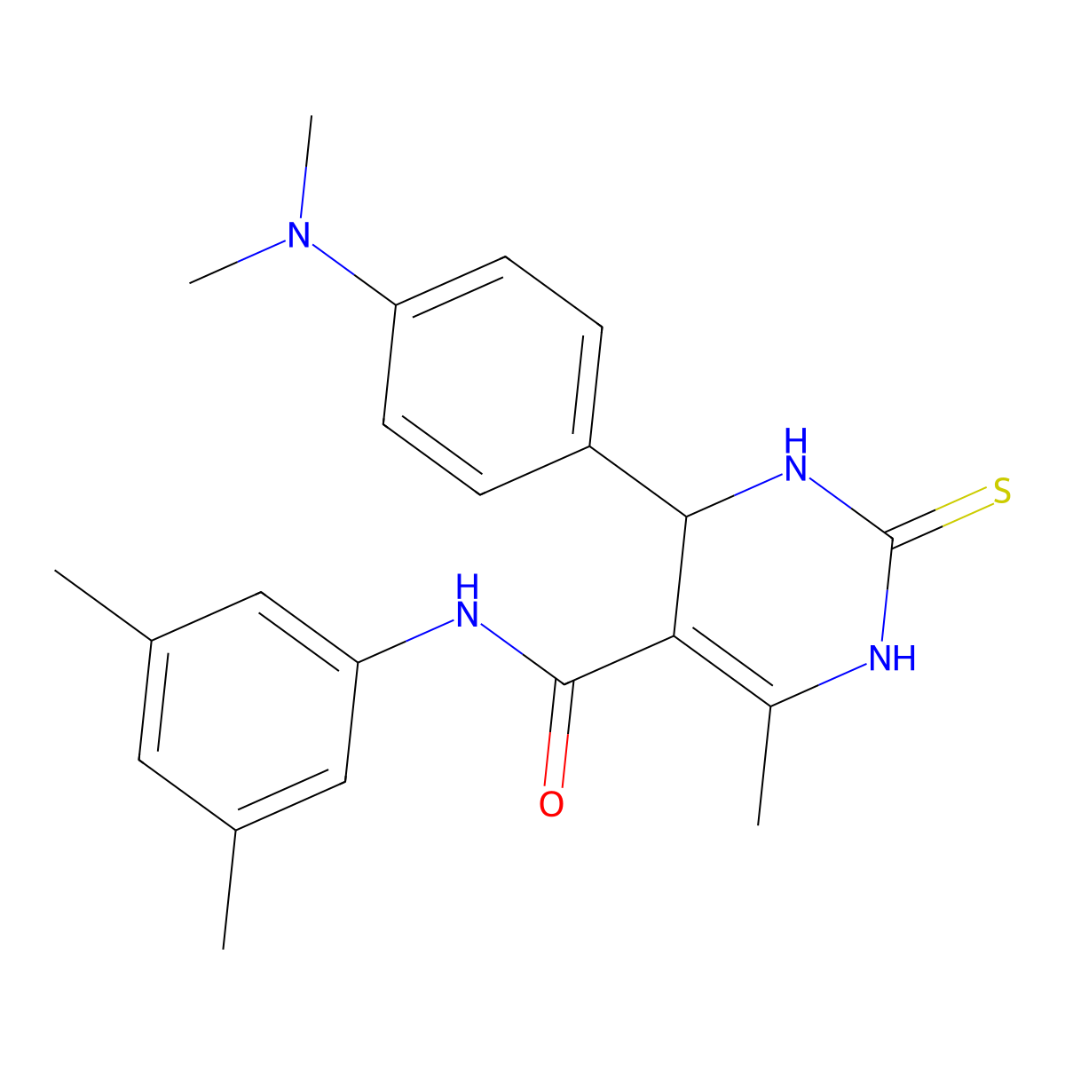 4-[4-(dimethylamino)phenyl]-N-(3,5-dimethylphenyl)-6-methyl-2-sulfanylidene-1,2,3,4-tetrahydropyrimidine-5-carboxamide molecular structure, CAS 537679-58-6